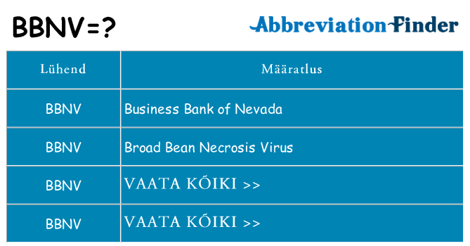 Mida bbnv seista