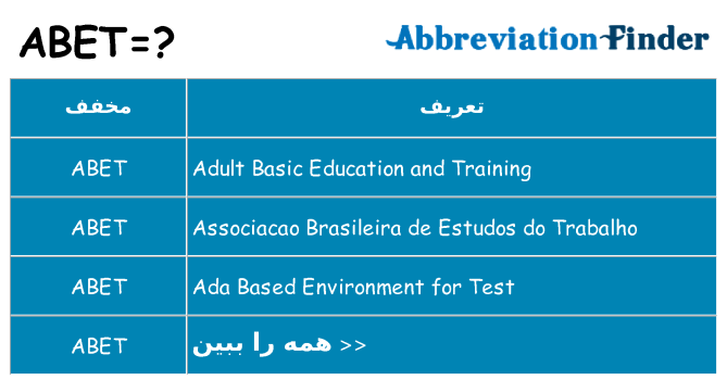 چه abet برای ایستادن؟
