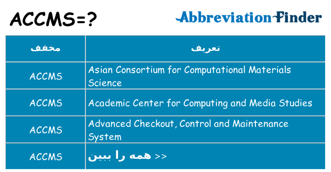 چه accms برای ایستادن؟