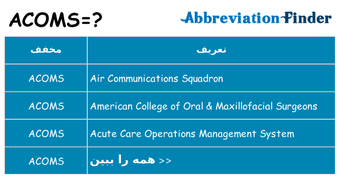 چه acoms برای ایستادن؟