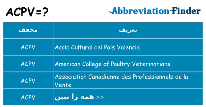 چه acpv برای ایستادن؟