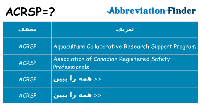 چه acrsp برای ایستادن؟