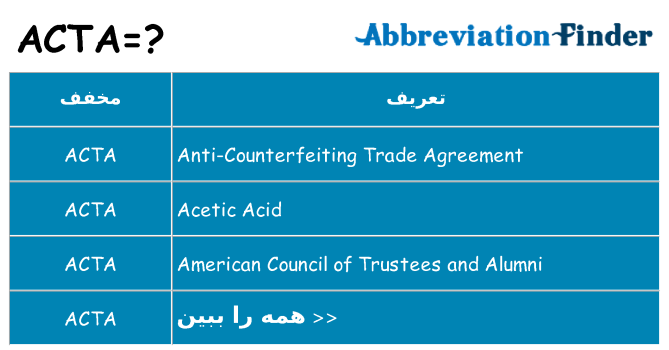 چه acta برای ایستادن؟