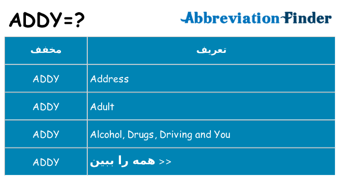 چه addy برای ایستادن؟