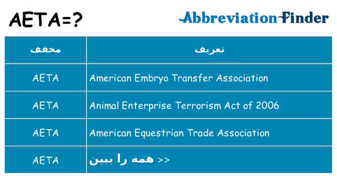 چه aeta برای ایستادن؟