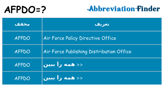 چه afpdo برای ایستادن؟