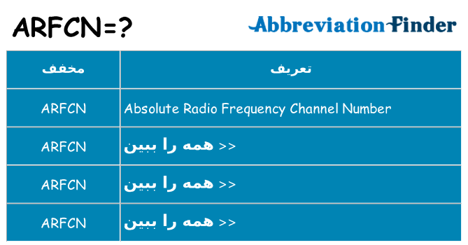 چه arfcn برای ایستادن؟