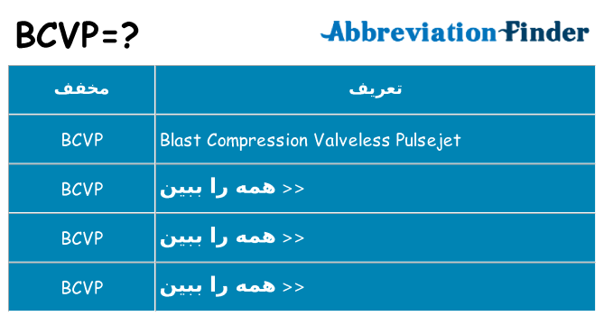 چه bcvp برای ایستادن؟