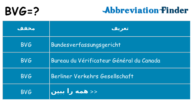 چه bvg برای ایستادن؟