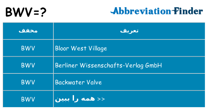 چه bwv برای ایستادن؟