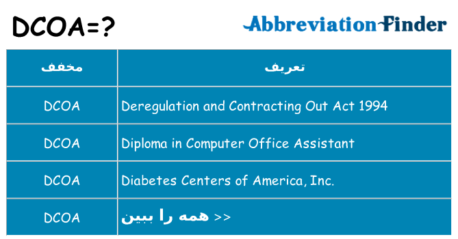 چه dcoa برای ایستادن؟