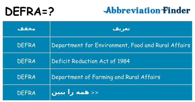 چه defra برای ایستادن؟