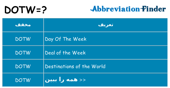 چه dotw برای ایستادن؟