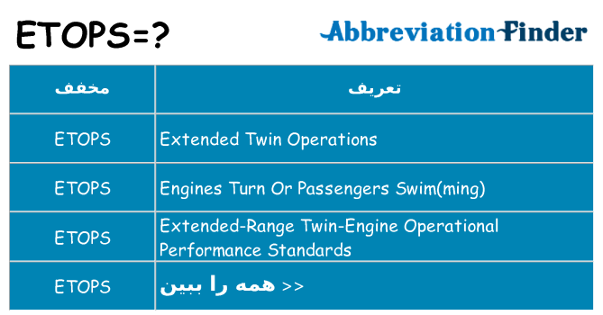 چه etops برای ایستادن؟
