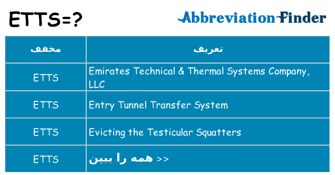 چه etts برای ایستادن؟