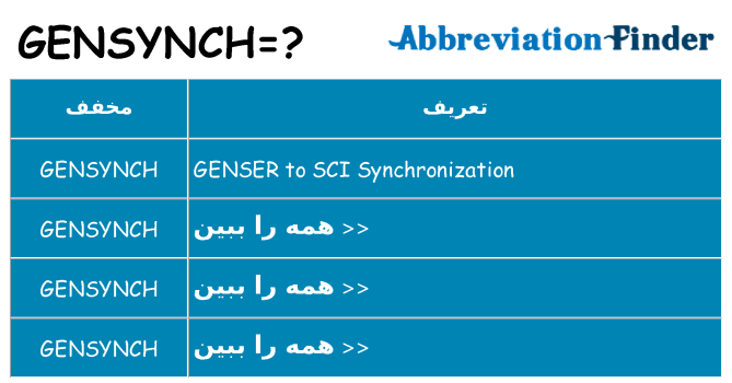 چه gensynch برای ایستادن؟