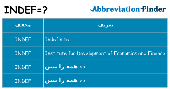 چه indef برای ایستادن؟