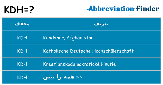 چه kdh برای ایستادن؟