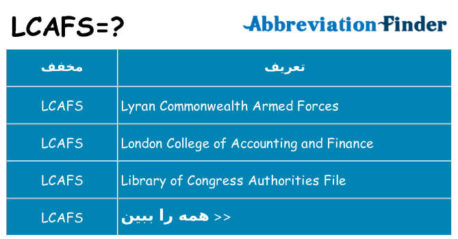 چه lcafs برای ایستادن؟