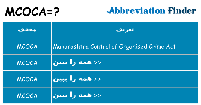 چه mcoca برای ایستادن؟