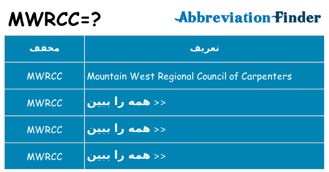چه mwrcc برای ایستادن؟