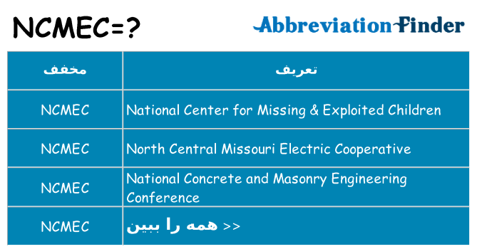 چه ncmec برای ایستادن؟