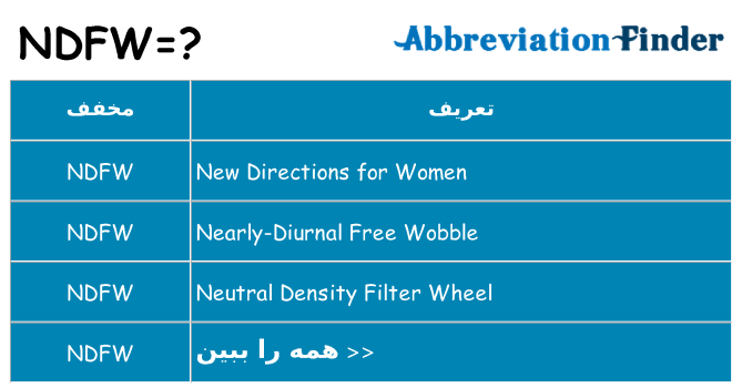 چه ndfw برای ایستادن؟
