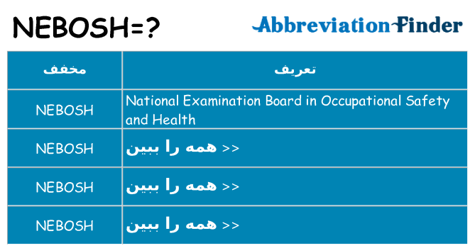 چه nebosh برای ایستادن؟