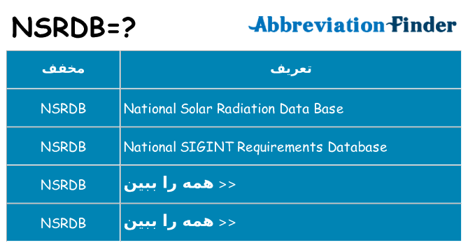 چه nsrdb برای ایستادن؟