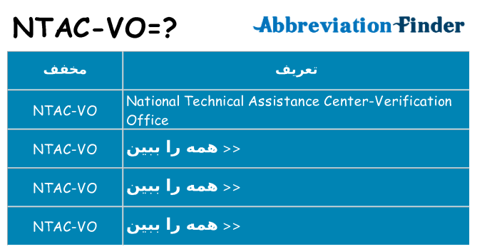 چه ntac-vo برای ایستادن؟