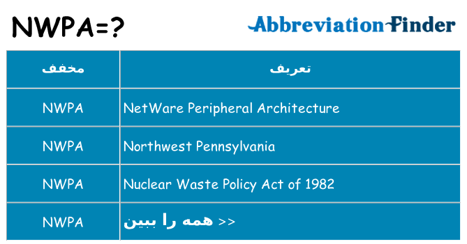 چه nwpa برای ایستادن؟