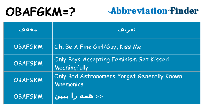 چه obafgkm برای ایستادن؟