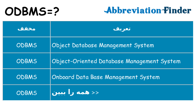 چه odbms برای ایستادن؟