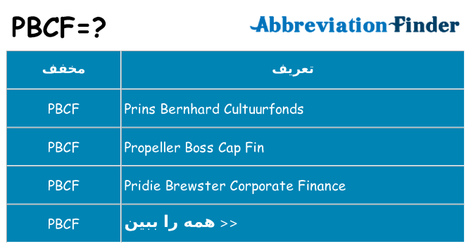 چه pbcf برای ایستادن؟