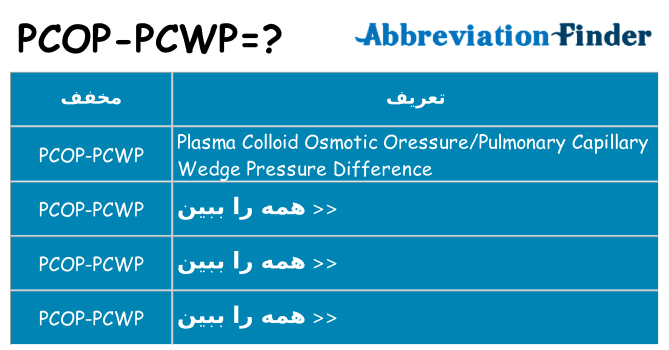 چه pcop-pcwp برای ایستادن؟