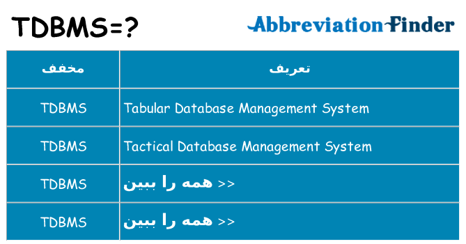 چه tdbms برای ایستادن؟