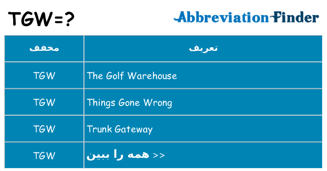 چه tgw برای ایستادن؟