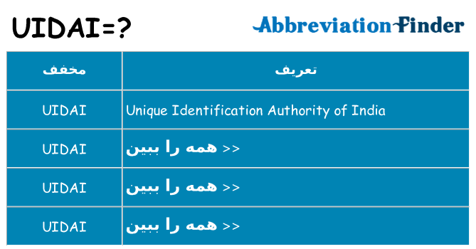 چه uidai برای ایستادن؟