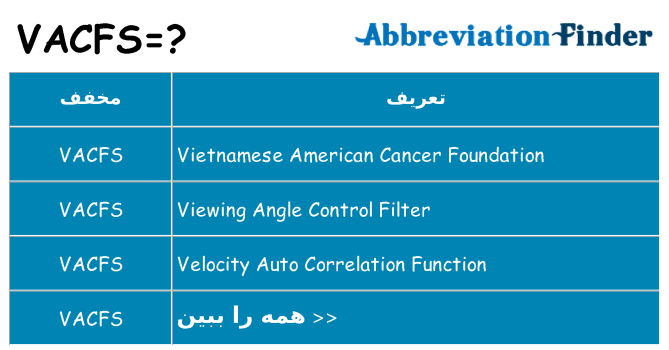 چه vacfs برای ایستادن؟