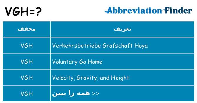 چه vgh برای ایستادن؟