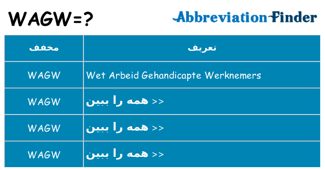 چه wagw برای ایستادن؟