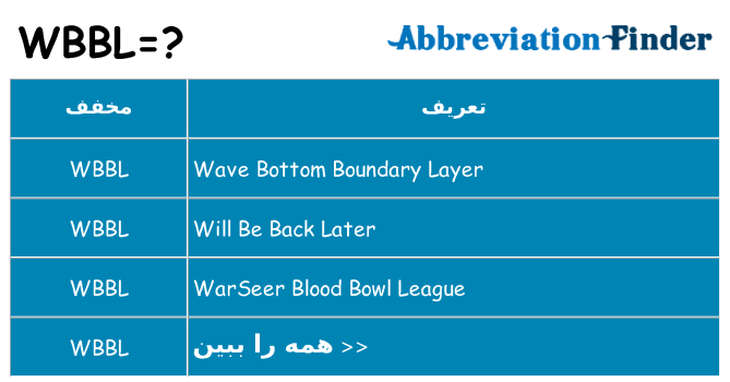 چه wbbl برای ایستادن؟