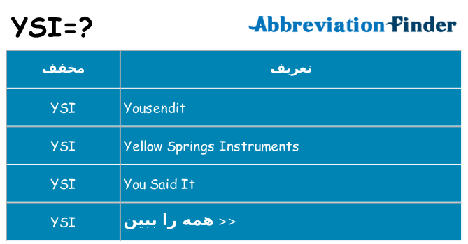 چه ysi برای ایستادن؟