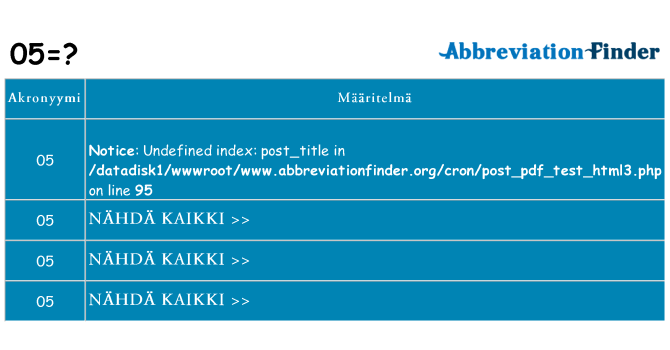 Mitä 05 tarkoittaa