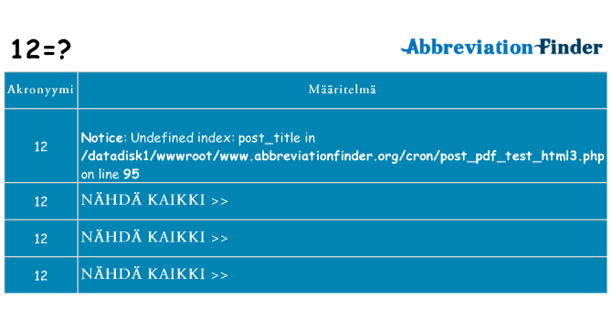 Mitä 12 tarkoittaa