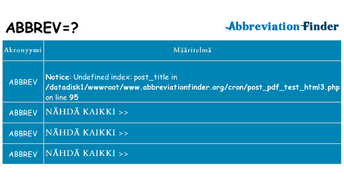 Mitä abbrev tarkoittaa