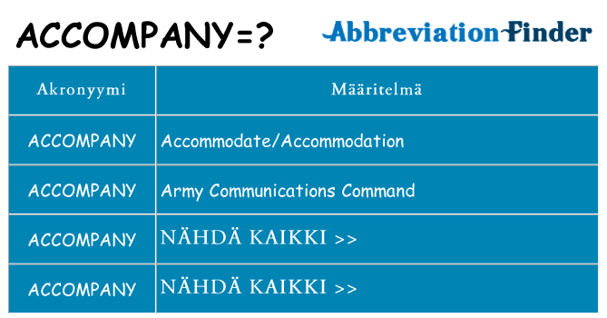 Mitä accompany tarkoittaa