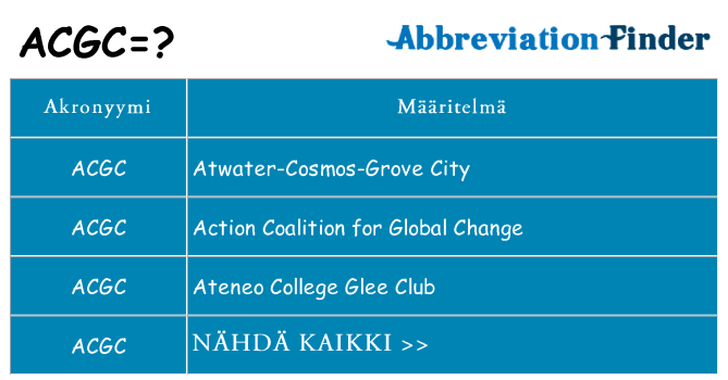 Mitä acgc tarkoittaa