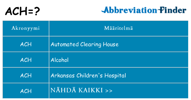 Mitä ach tarkoittaa