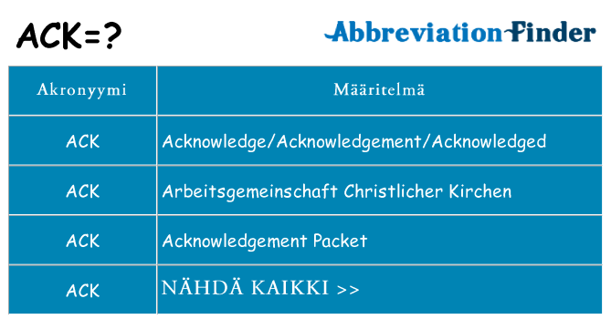 Mitä ack tarkoittaa